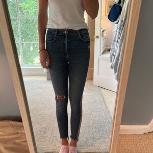 Zara skinny jeans with red stripe on side